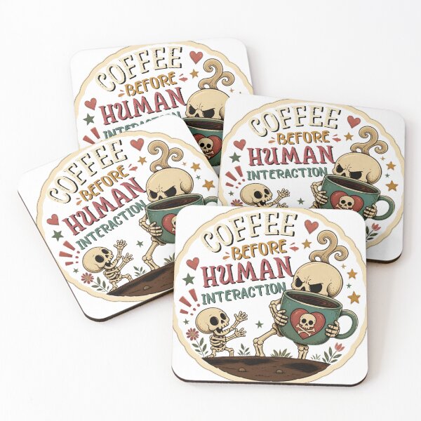 Item preview, Coffee Before Human Interaction – Cute Dark Skeleton Introvert Humor designed and sold by Rood Art Studio.