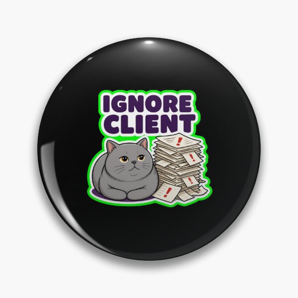 Aperçu de l'œuvre Autocollant chat drôle « Ignorer le client » créée et vendue par Cat Meme Fund.