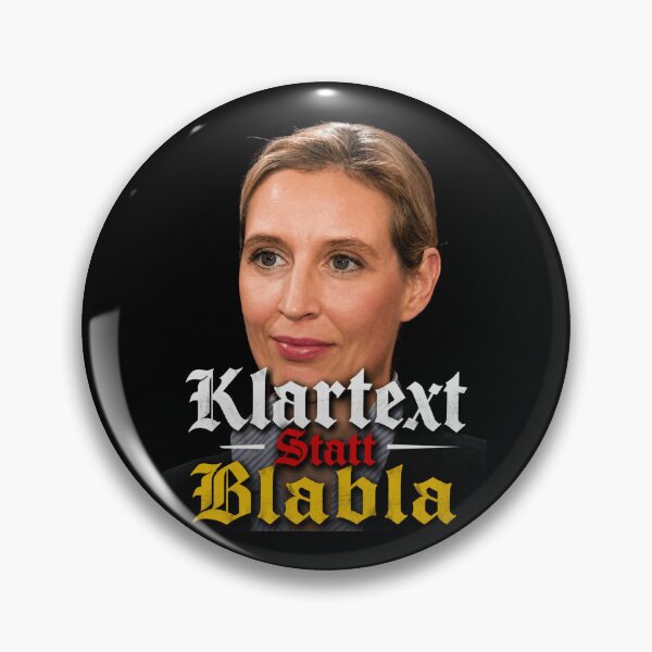 Aperçu de l'œuvre Alice Weidel Klartext Statt Blabla Slogan de conversation allemand clair créée et vendue par Flirt-Teez.