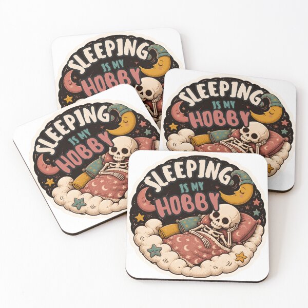 Item preview, Sleeping Is My Hobby Skeleton – Funny Sleep & Dark Humor Quote designed and sold by Rood Art Studio.