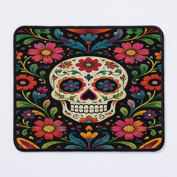 Item preview, Mexican Folk Art Skull Floral Design | Colorful Traditional Embroidery designed and sold by BrainCurves.