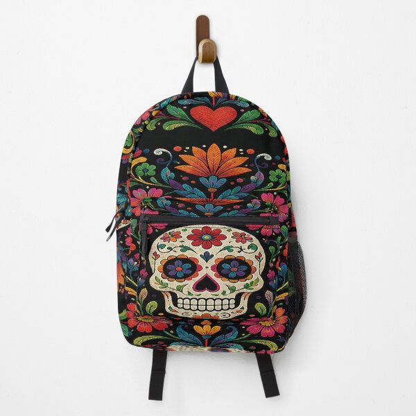 Item preview, Mexican Folk Art Skull Floral Design | Colorful Traditional Embroidery designed and sold by BrainCurves.