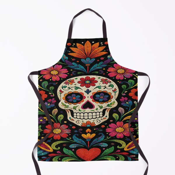 Item preview, Mexican Folk Art Skull Floral Design | Colorful Traditional Embroidery designed and sold by BrainCurves.