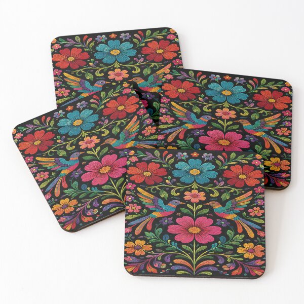 Item preview, Mexican Folk Embroidery Floral Birds | Colorful Traditional Folk Art designed and sold by BrainCurves.