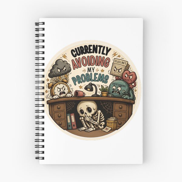 Item preview, Currently Avoiding My Problems Skeleton – Funny Dark Humor Quote designed and sold by Rood Art Studio.