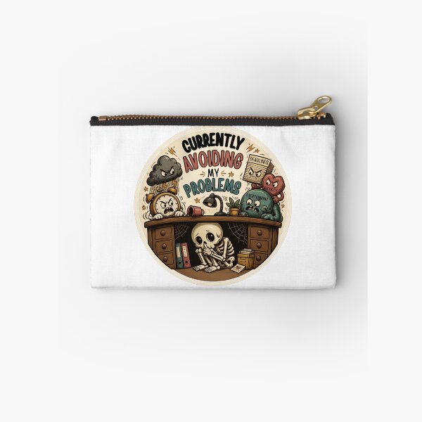 Item preview, Currently Avoiding My Problems Skeleton – Funny Dark Humor Quote designed and sold by Rood Art Studio.
