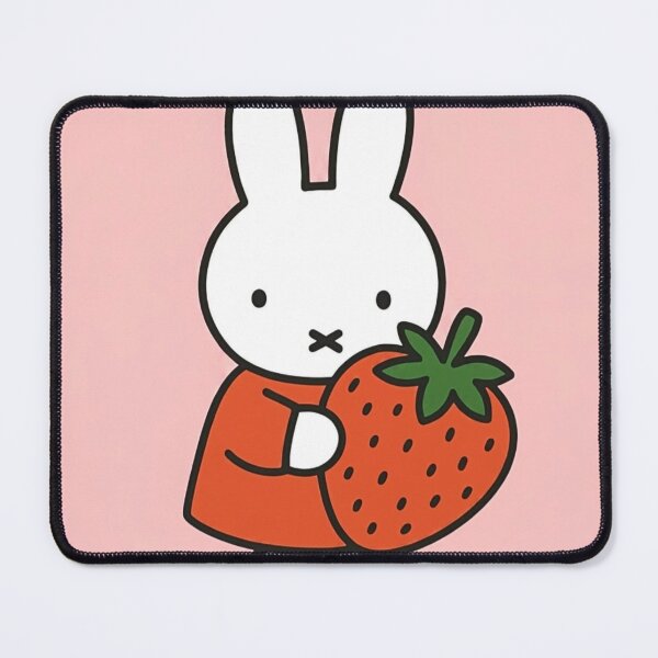 Item preview, Cute White Bunny Holding Giant Strawberry Miffy Inspired! designed and sold by Cozy Moss Studio.