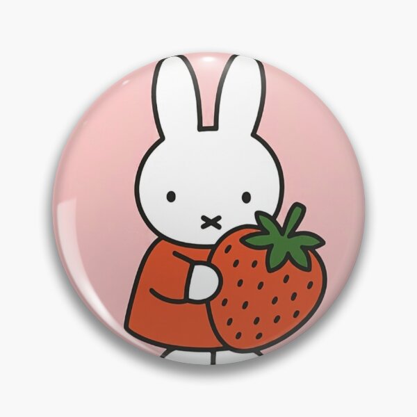 Item preview, Cute White Bunny Holding Giant Strawberry Miffy Inspired! designed and sold by Cozy Moss Studio.