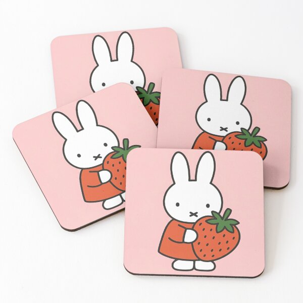Item preview, Cute White Bunny Holding Giant Strawberry Miffy Inspired! designed and sold by Cozy Moss Studio.