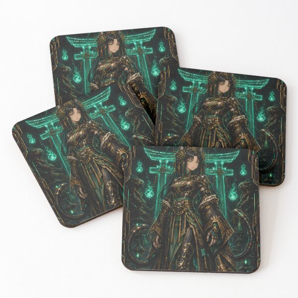 Item preview, Bakeneko of the Emerald Shrine – Yokai Cyberpunk designed and sold by Apocalyptic Art Studio.