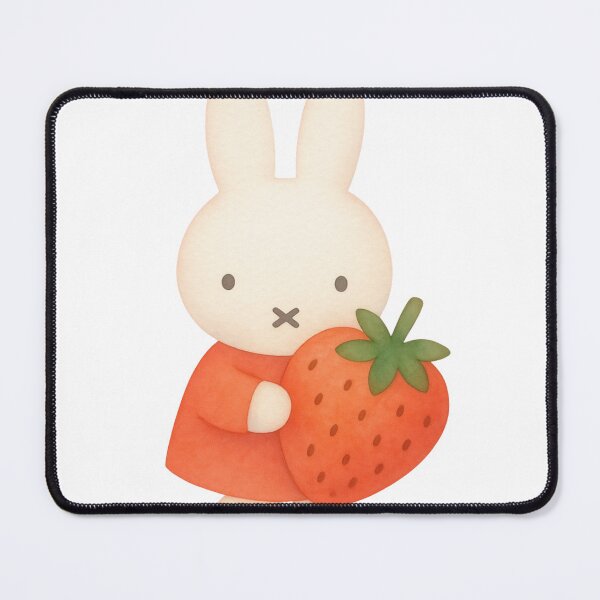 Item preview, Watercolour Cute White Bunny Holding Giant Strawberry Miffy Inspired! designed and sold by Cozy Moss Studio.