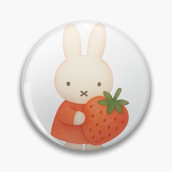 Item preview, Watercolour Cute White Bunny Holding Giant Strawberry Miffy Inspired! designed and sold by Cozy Moss Studio.