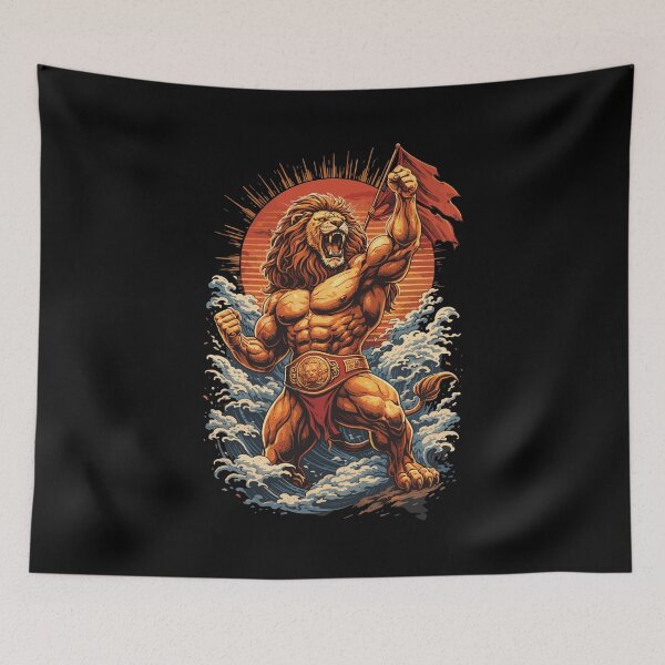Item preview, Bodybuilder lion in victory pose – Gym & Strength designed and sold by Pineapple-Tree.