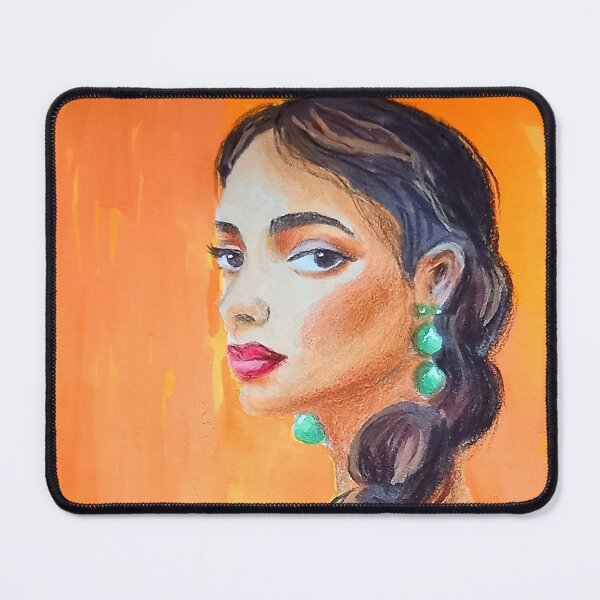 Item preview, Woman with Green Jade Earrings designed and sold by Liudmyla-25.