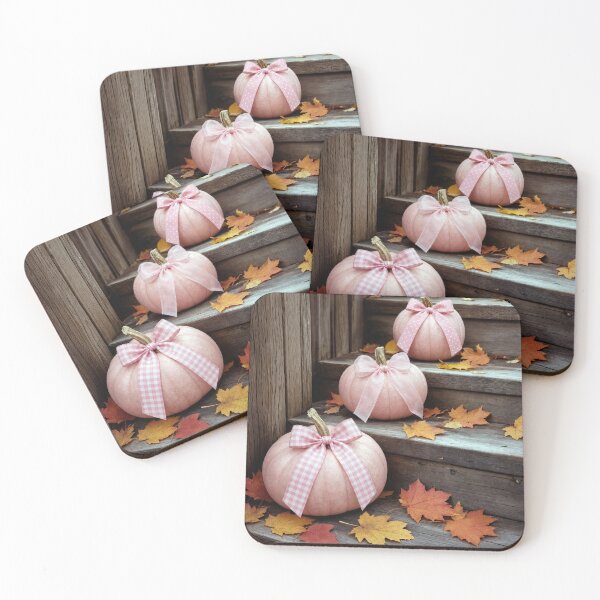 Item preview, Pink Autumn Pumpkins with Bows and Leaves designed and sold by Maria Dryfhout.