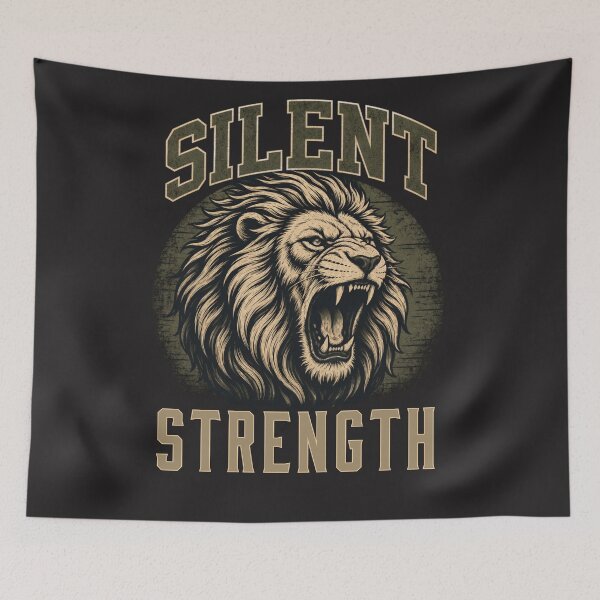 Item preview, Silent Strength Athletic Lion Varsity Design designed and sold by Bennie Singh.