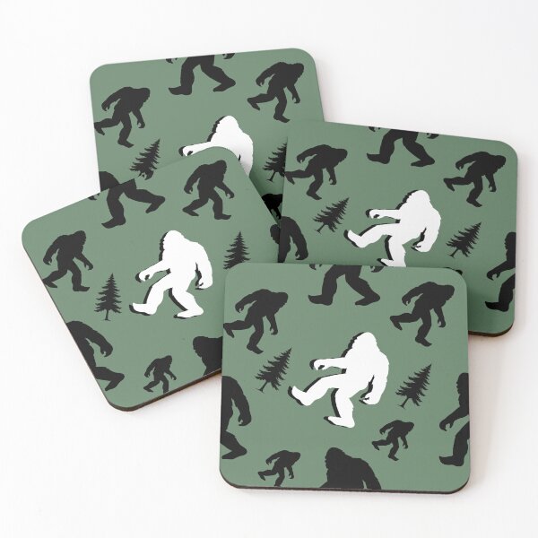 Item preview, Bigfoot and Yeti Hiking Forest Print Outdoors Cryptid Pattern designed and sold by cheeseykat-art.