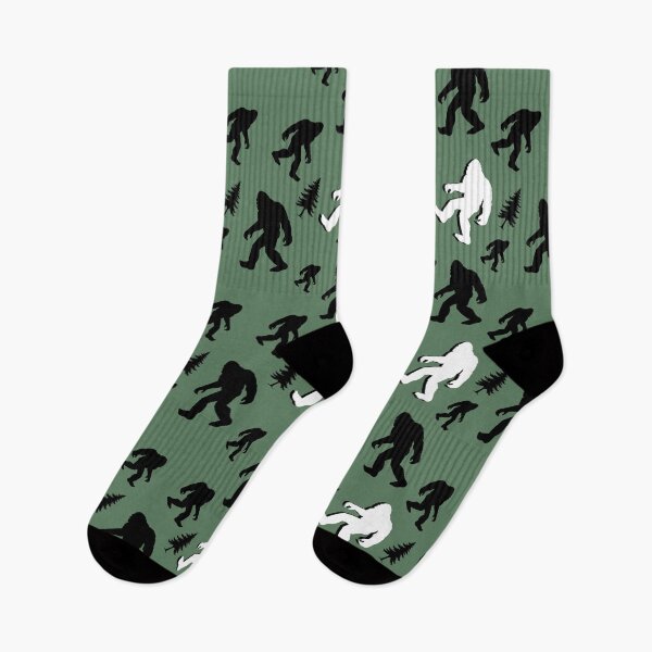 Item preview, Bigfoot and Yeti Hiking Forest Print Outdoors Cryptid Pattern designed and sold by cheeseykat-art.
