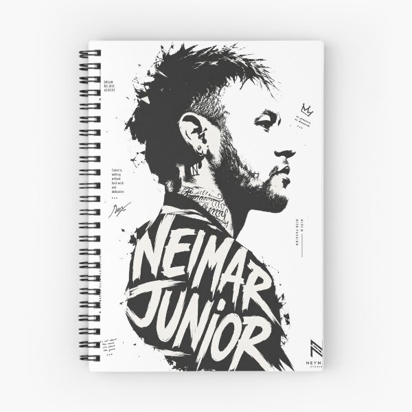 Item preview, Neymar Jr Black and White Typographic Portrait | Brazilian Football Art designed and sold by TotemTshirt.