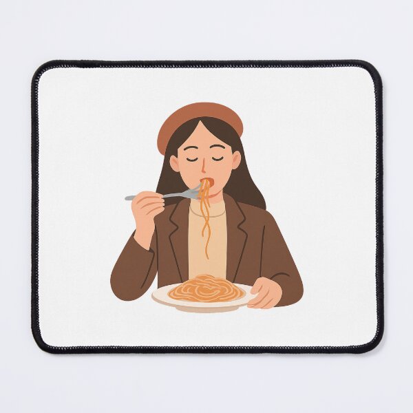 Item preview, Girl Eating Spaghetti Illustration designed and sold by Vision Crafted.