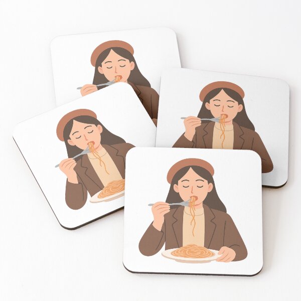 Item preview, Girl Eating Spaghetti Illustration designed and sold by Vision Crafted.