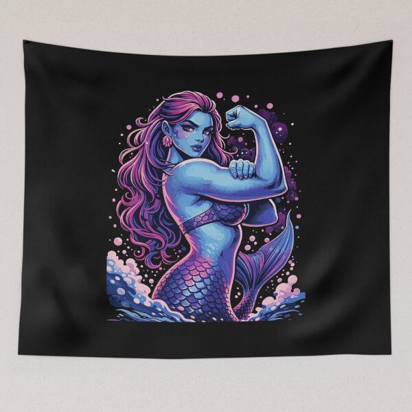 Item preview, Strong mermaid shows off biceps in purple designed and sold by Pineapple-Tree.