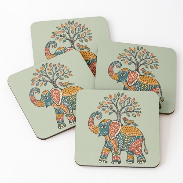 Item preview, Gond-Inspired Elephant with Tree of Life designed and sold by  MAD's Recreation Studio.