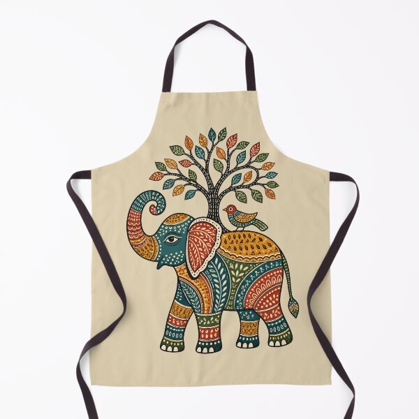 Item preview, Gond-Inspired Elephant with Tree of Life designed and sold by  MAD's Recreation Studio.