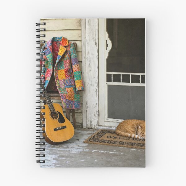 Item preview, Patchwork Quilt Coat on Chair with Guitar and Cat designed and sold by Maria Dryfhout.