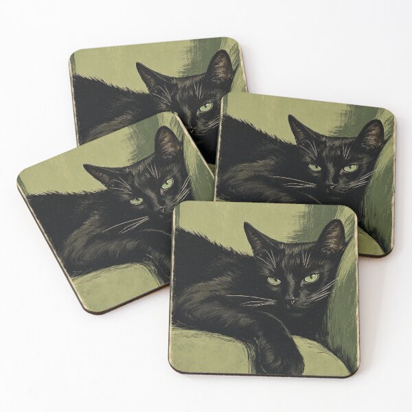 Item preview, Midnight Black Cat with Emerald Eyes designed and sold by AbstractAuraArt.