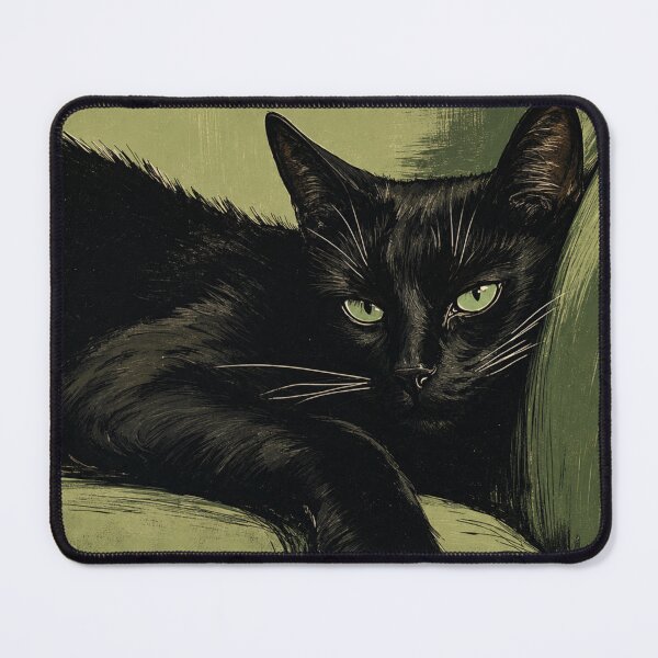 Item preview, Midnight Black Cat with Emerald Eyes designed and sold by AbstractAuraArt.