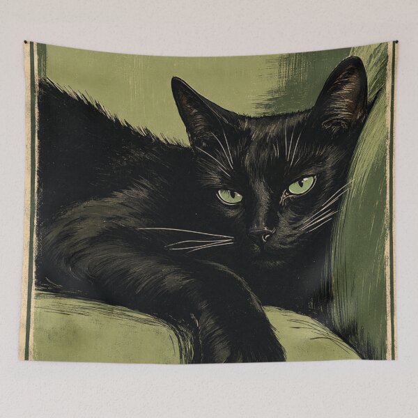 Item preview, Midnight Black Cat with Emerald Eyes designed and sold by AbstractAuraArt.
