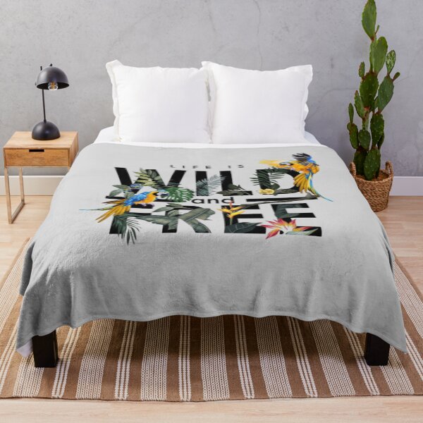 Item preview, Life Is Wild and Free – Inspirational Nature Quote with Birds and Leaves designed and sold by RajDeals.