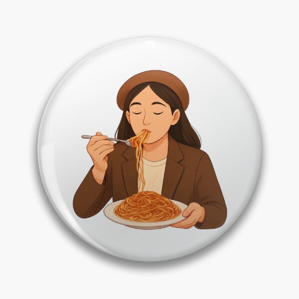 Item preview, Cozy Girl Eating Spaghetti Illustration designed and sold by Vision Crafted.