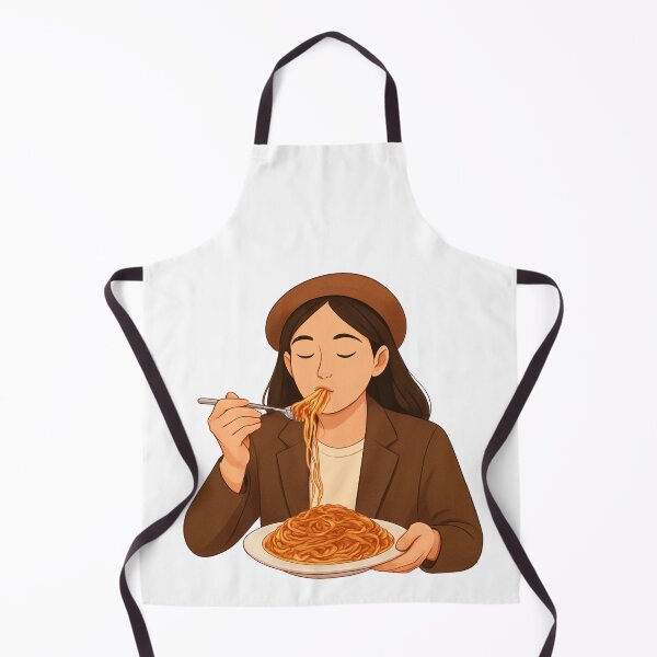 Item preview, Cozy Girl Eating Spaghetti Illustration designed and sold by Vision Crafted.
