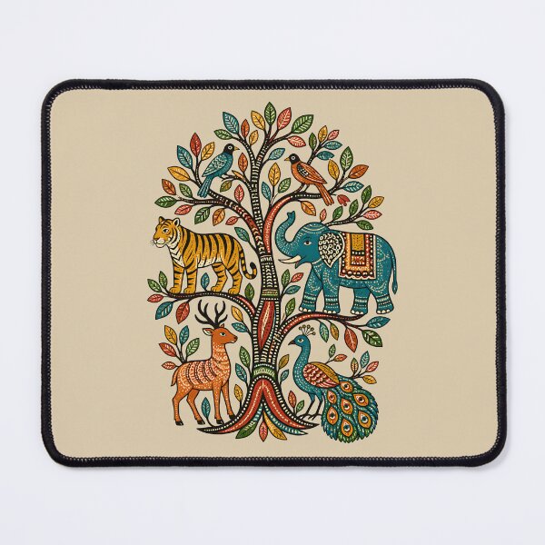 Item preview, Gond-Inspired Wildlife Tree of Life designed and sold by MAD's Recreation Studio.