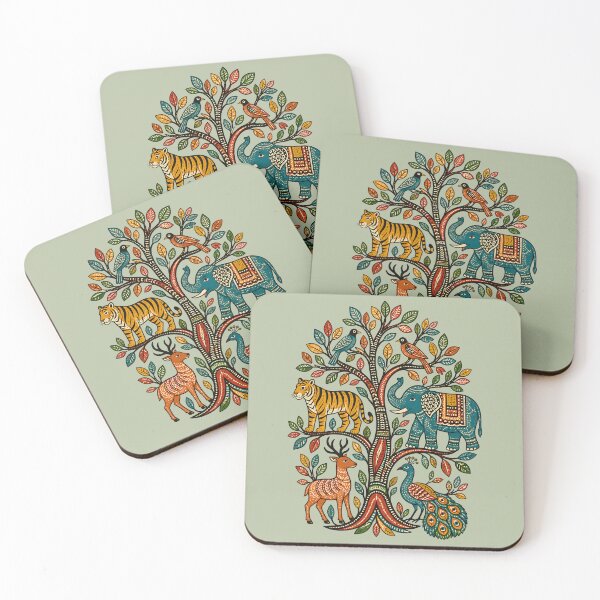 Item preview, Gond-Inspired Wildlife Tree of Life designed and sold by  MAD's Recreation Studio.