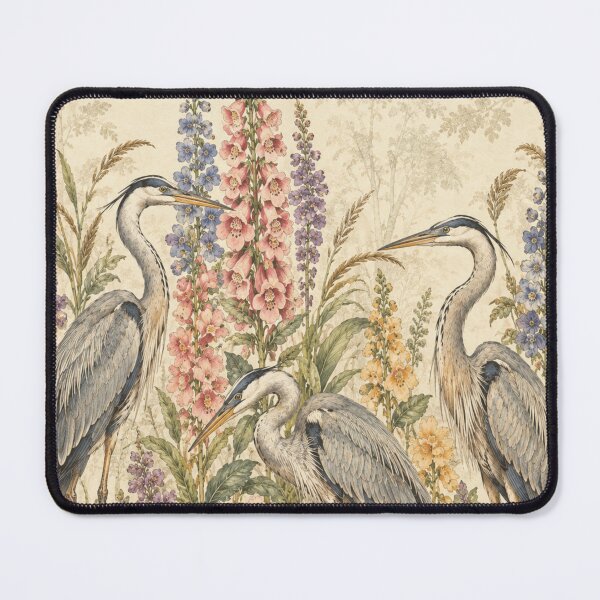 Item preview, Vintage Heron Botanical Garden Floral Art Illustration designed and sold by MimiSabu.
