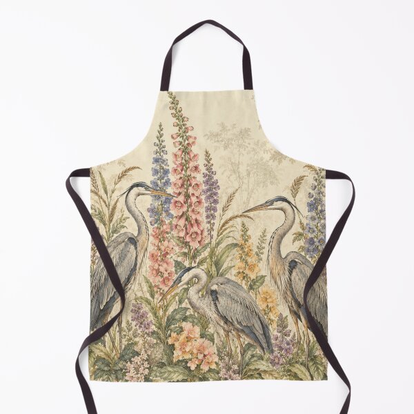 Item preview, Vintage Heron Botanical Garden Floral Art Illustration designed and sold by MimiSabu.