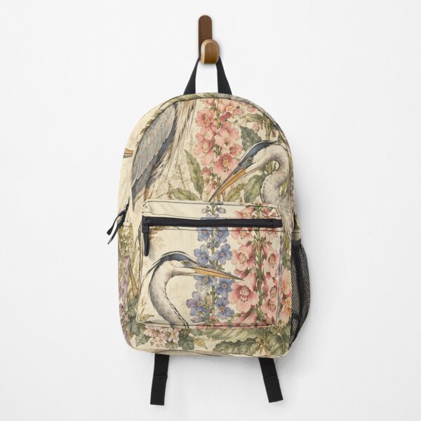Item preview, Vintage Heron Botanical Garden Floral Art Illustration designed and sold by MimiSabu.