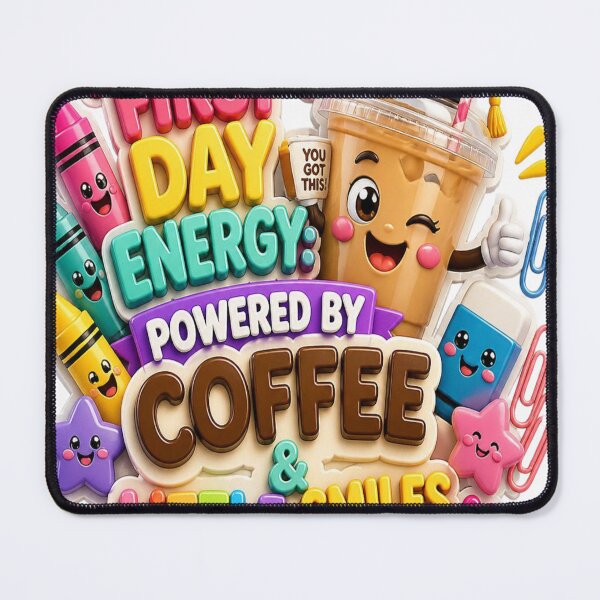 Item preview, First Day Energy Powered By Coffee And Little Smiles Back To School designed and sold by mo-carnival.