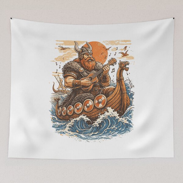 Item preview, Viking plays ukulele on Viking ship designed and sold by Pineapple-Tree.