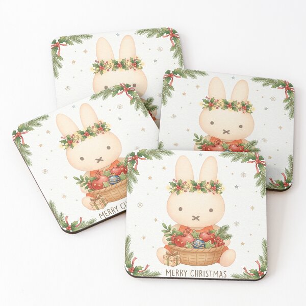 Item preview, Cute Christmas Bunny Basket Holiday Illustration designed and sold by Cozy Moss Studio.