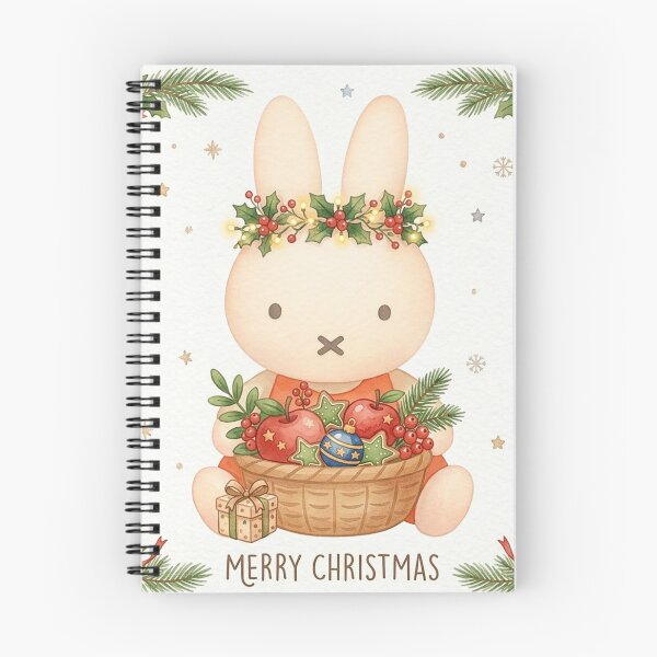 Item preview, Cute Christmas Bunny Basket Holiday Illustration designed and sold by Cozy Moss Studio.