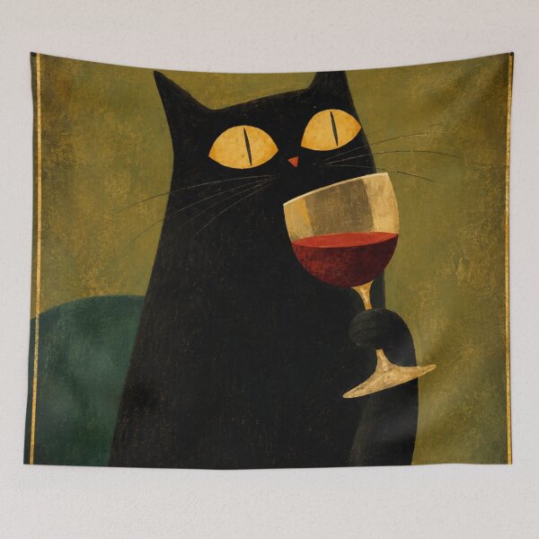 Item preview, Midnight Cat and the Crimson Wine designed and sold by AbstractAuraArt.