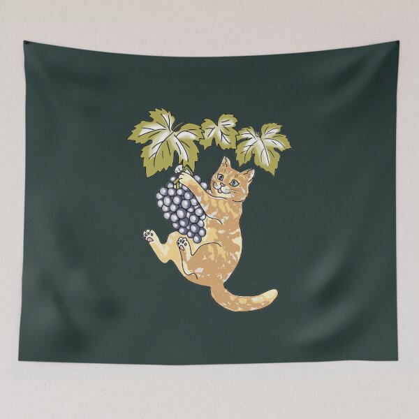 Item preview, Whimsical Cat Dangling on Grape Vine Ginger Kitten designed and sold by LeshanArt.