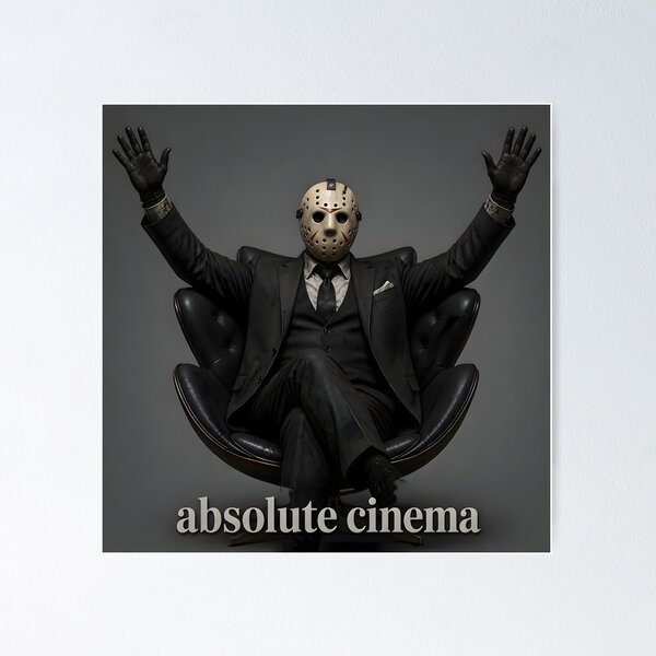 Item preview, Absolute Cinema Jason Mask Hockey Costume Boss Hands Raised Horror Meme designed and sold by LoomisDreams.