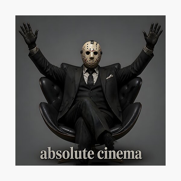 Item preview, Absolute Cinema Jason Mask Hockey Costume Boss Hands Raised Horror Meme designed and sold by LoomisDreams.