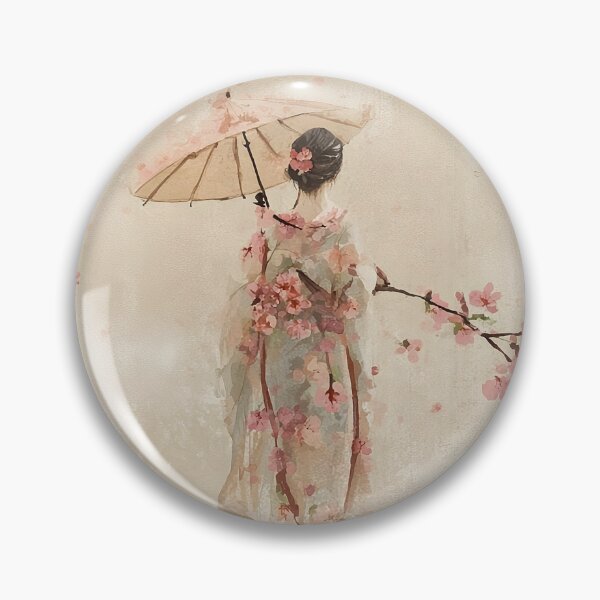 Item preview, Geisha Cherry Blossom Pattern Vintage Japanese Kimono designed and sold by Nine Lives Studio.