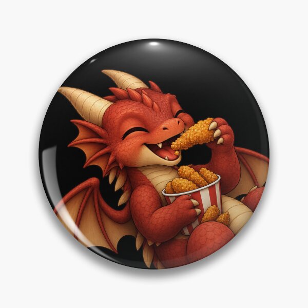 Item preview, Cute Red Dragon Eating Chicken Tenders Funny Foodie Dragon Fantasy Illustration designed and sold by Hatchling Hollow.